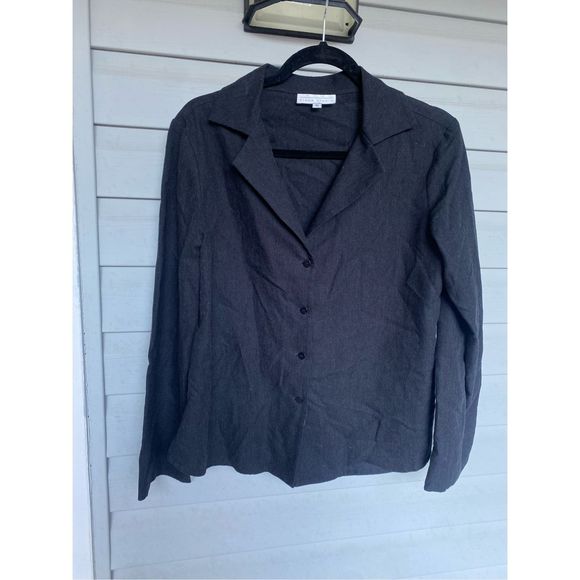 Diana Slavin Gray Dot Button Up Shirt Blazer Jacket, Size Small - Picture 1 of 9